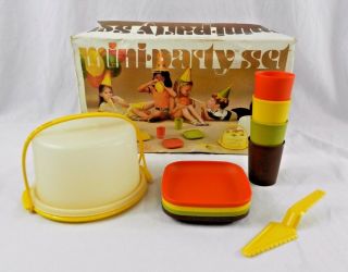 Vintage Tupperware Tuppertoys Mini Party Set Cups Plates Cake Holder