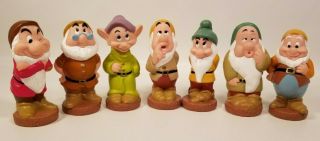 Vintage Walt Disney The Seven Dwarfs Set Of 7 Figures Rubber Plastic Toy 5 ``