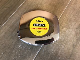 Vintage Stanley My100a Tape Measure 100ft Life Guard Yellow Steelmaster 34 - 400