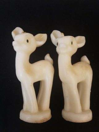 Vintage Set Of 2 Christmas Candles A Tavern Candle Socony Vacuum Oil Fawn Deer