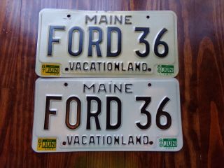 Real Maine 1988 Stickered Vanity License Plate Ford 36.  1936 Ford.  Pair