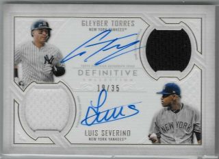 2019 Topps Definitive Luis Severino Gleyber Torres Yankees Dual Patch Auto 19/35