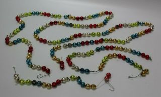Vintage Retro Double Glass Bead Multi - Color Christmas Tree Garland 3 Strands