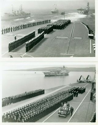 2 Rare - Royal Navy - Photo - Hms Albion,  Ark - Qe2 Fleet Review 1957