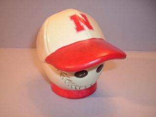 Nebraska Cornhuskers Ceramic Baseball Face Hat Bank