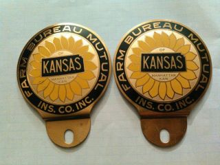 Two Farm Bureau Mutual Insurance Co.  Inc.  Kansas Metal Licence Plate Topper