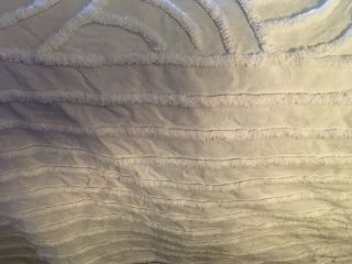 Vintage White Cotton Chenille Bedspread 102” x 86” Cutter Repair 3