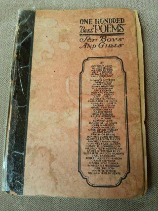 1930 One Hundred 100 Best Poems For Boys And Girls Marjorie Barrows Book 1930