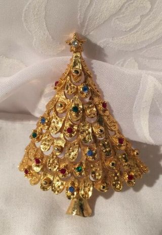 Vintage Signed Eisenberg Ice Christmas Tree Brooch/pin