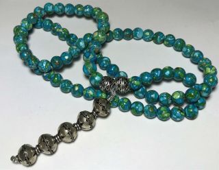 Vtg Green Blue Semi - Precious Stone Faceted Beaded Necklace Strand