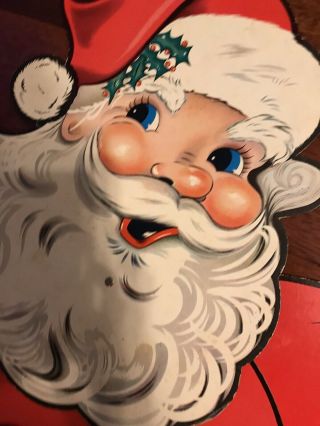 Vintage Santa Claus Litho Die Cut Christmas Cardboard Decoration 63” Made Japan