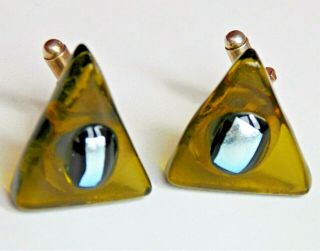 Large Triangular Glass Cufflinks Mens Unusual Vintage Jewellery Hr