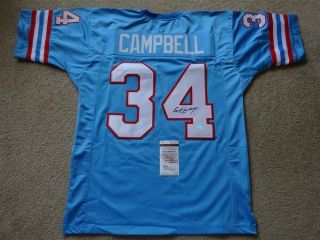 Earl Campbell Signed Auto Houston Oilers Blue Jersey Jsa Autographed
