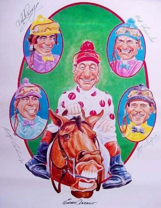 Eddie Arcaro Bill Shoemaker Laffit Pincay 1993 Hall Of Fame Horse Racing Poster