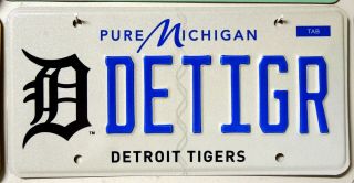 Expired Michigan License Plate Detroit Tigers Vanity " Detroit Tiger "