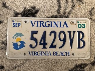 Virginia License Plate 2003 Virginia Beach