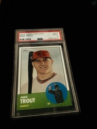 Mike Trout 2012 Topps Heritage Rc Rookie 207 Psa 9