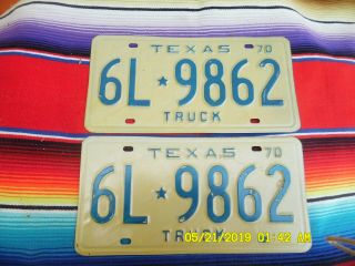 1970 Texas Truck License Plates 6l9862