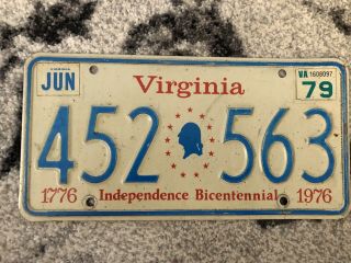 Virginia License Plate Bicentennial