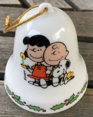 Vintage 1977 Peanuts Snoopy Charlie Brown Lucy Woodstock Christmas Bell Ornament 2