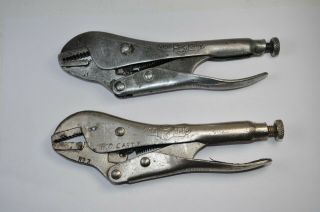 2 Vintage Petersen Vise Grip No.  7 Single Lever Locking Pliers Dewitt Nebr 1942
