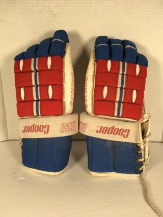 Vintage Cooper Bds Senior Pro Hockey Gloves 15” Red/white/blue