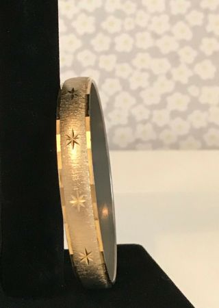 Vintage Gold Tone Monet Bangle Bracelet Diamond Cut