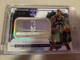 Panini 2017 - 18 Impeccable Tim Duncan.  999 Fine Silver 1 Troy Ounce 12/16