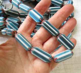Vintage Venetian Glass African Old Trade Beads,  Large Hole,  Blue Red White