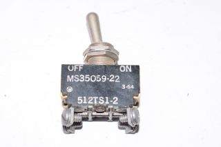 Vintage Military Standard Ms35059 - 22,  512ts1 - 2,  On - Off Toggle Switch