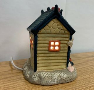 Vintage Halloween Haunted House Lighted Ceramic Ghost Pumpkin Size: 5” x 5” x 4” 2