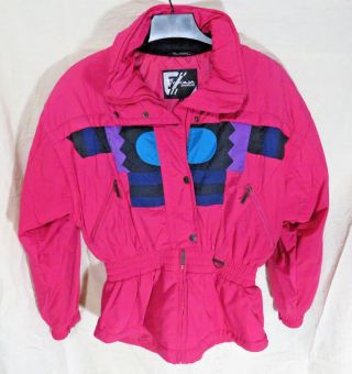 Vintage 80s Colorblock Tyrolia Ski Snow Jacket Pink Purple Black Size 10 Large