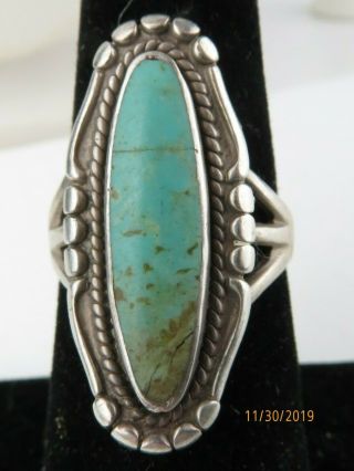Vintage Navajo Bell Trading Post Native Sterling Silver Turquoise Ring