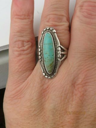Vintage Navajo Bell Trading Post Native Sterling Silver Turquoise ring 3