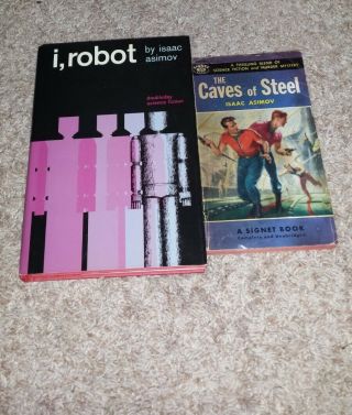I Robot Hb 1950 Dj / The Caves Of Steel Isaac Asimov Sb 1955
