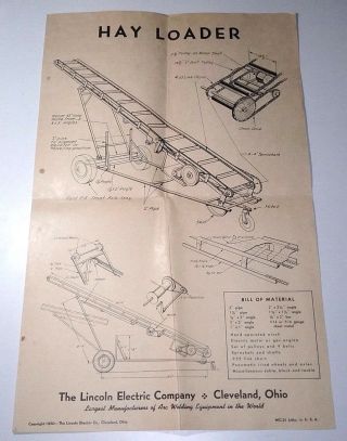 Lincoln Hay Loader Advertising Ad Tool Poster Vintage 1950s 50s 1950 Electric Co
