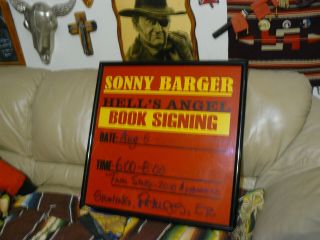 Hells Angels Sonny Barger Framed 2000 Book Signing Poster Sturgis