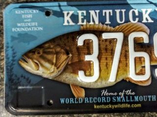KENTUCKY HOME OF THE RECORD SMALLMOUTH BASS LICENSE PLATE 3769 GL 2