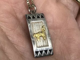 Vintage Peru sterling silver 18K Gold Llama Small Pendant 18” necklace (3.  8g) 2