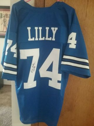 Bob Lilly " Hof 80 " Signed Dallas Cowboys Custom Football Jersey Jsa Witness