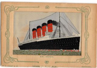 Rms Lusitania Silk Postcard Made By W.  H.  Grant Company