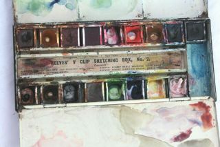 Vintage Reeves Water Colour Tin Paint Box V Clip Sketching Box No2 (newton Winsor