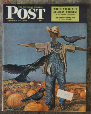 Vintage Issue Of Saturday Evening Post From Oct.  26,  1946 W/iconic Autumn Cover
