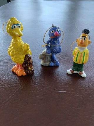 3pc Muppets 1977 Vintage Sesame Street Ornaments; Big Bird,  Bert,  Cookie Monster