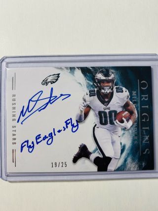 Miles Sanders 2019 Panini Origins Rc On Card Auto Inscribed “fly Eagles Fly” /25