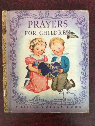 Vintage Prayers For Children Little Golden Book By Reed,  Mary 1942 (hc)