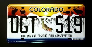 Colorado " Hunting Fishing Wildlife Trout Deer " Co Specialty License Plate