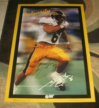 Tim Dwight Autographed University Of Iowa Hawkeyes Intensity Football Poster