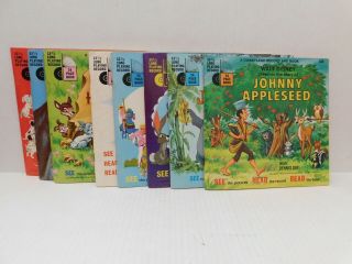 Vintage Walt Disney Read Along Book & Record Set Of 8 Sleeping Beauty,  Hiawatha