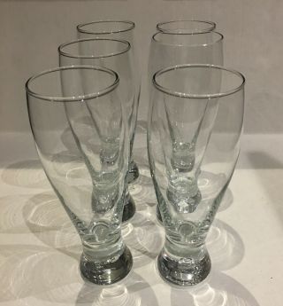 Vintage Set Of 6 Pilsner Beer Glasses Bubble Bottom (8.  5 " Tall)